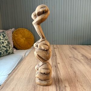 Vintage Hand Carved wooden Yoga Weeping Buddha Statue Yogi sculpture